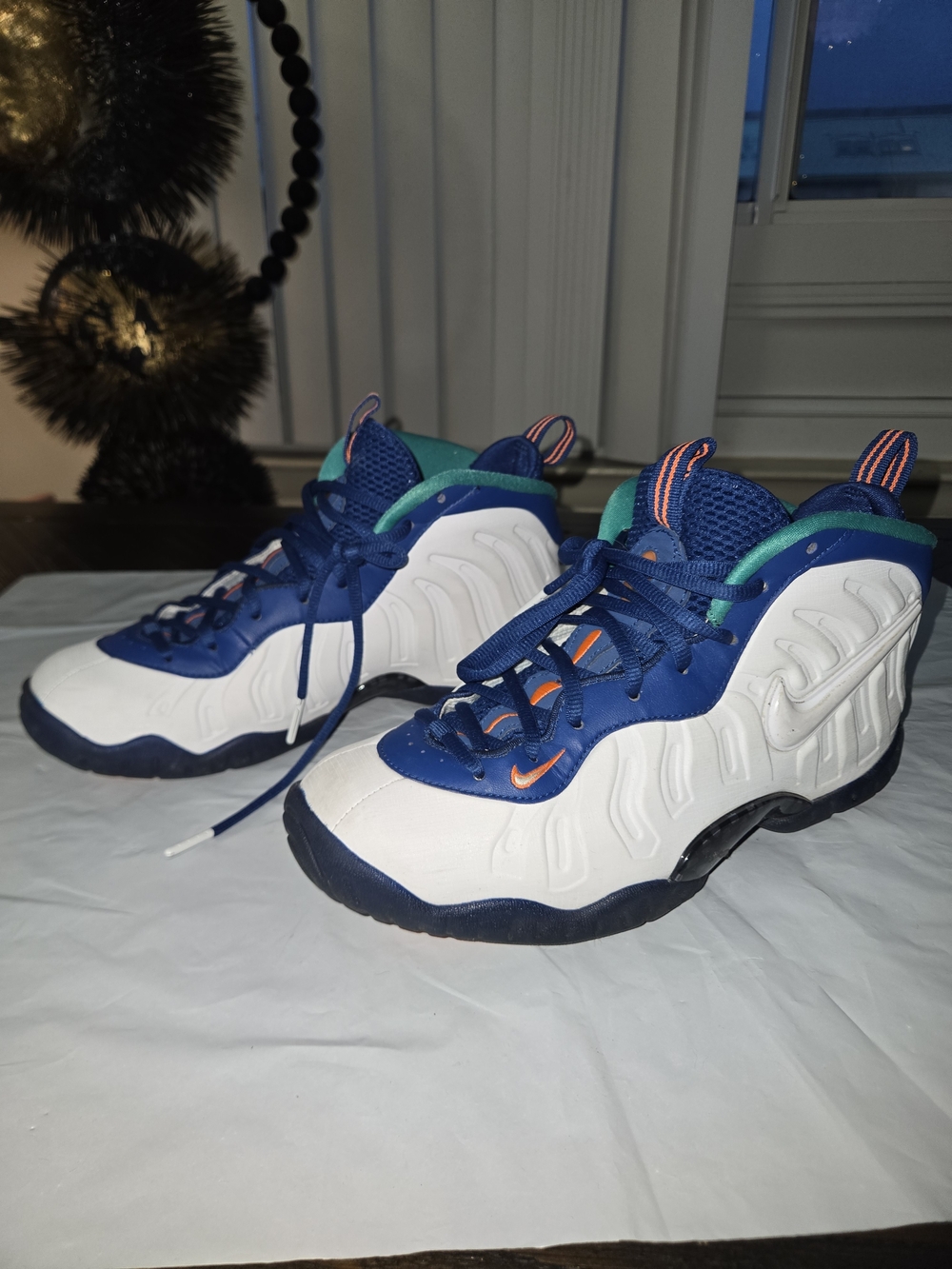 Nike Kids' Blue and White Foamposite Sneakers